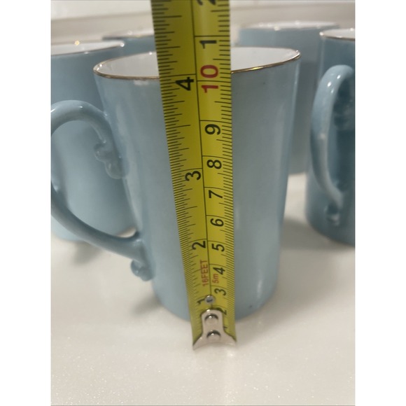 VTG Hand Paint Blue Iris Flower Porcelain Mugs Set of 5 Gold Rim Cottagecore Art - Picture 9 of 11